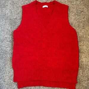 NWOT Vestique Red Tunic V-Neck Vest with Side Slits, S/M